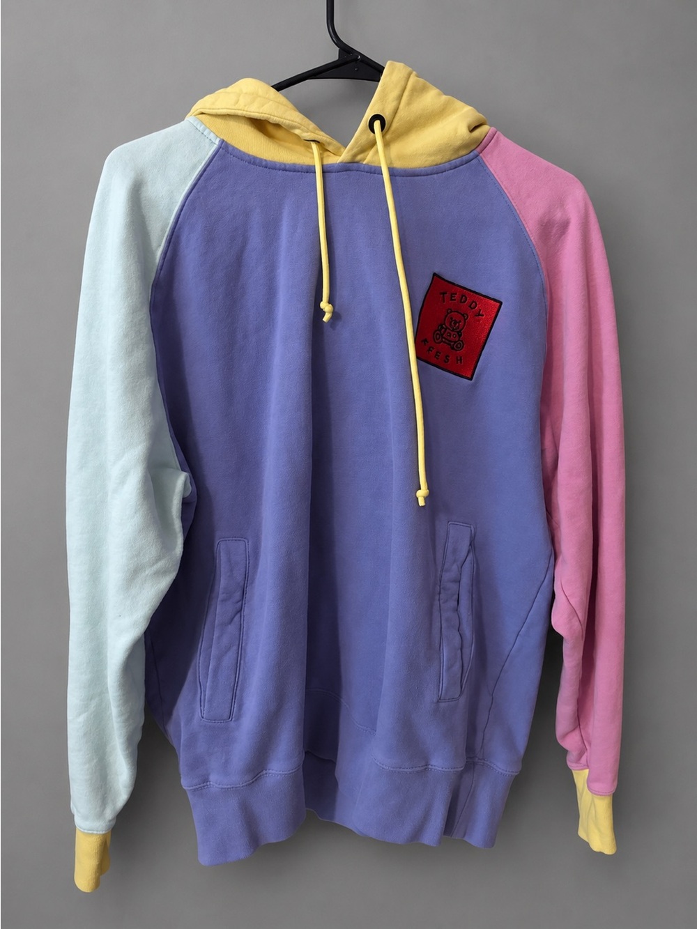 Teddy Fresh Adult Hoodie Purple Pink Colorblock Sweatshirt Casual Streetwear
